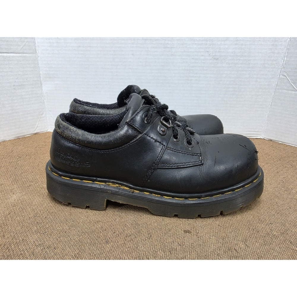 Dr. Martens Black Leather Steel Toe Industrial Low Boots Shoes Men's Size 5